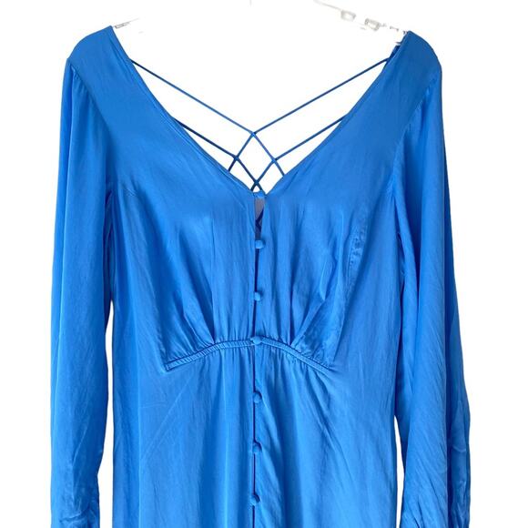 Free People Later Days Blue Button Front Dress size 6 MIDI - Picture 5 of 9